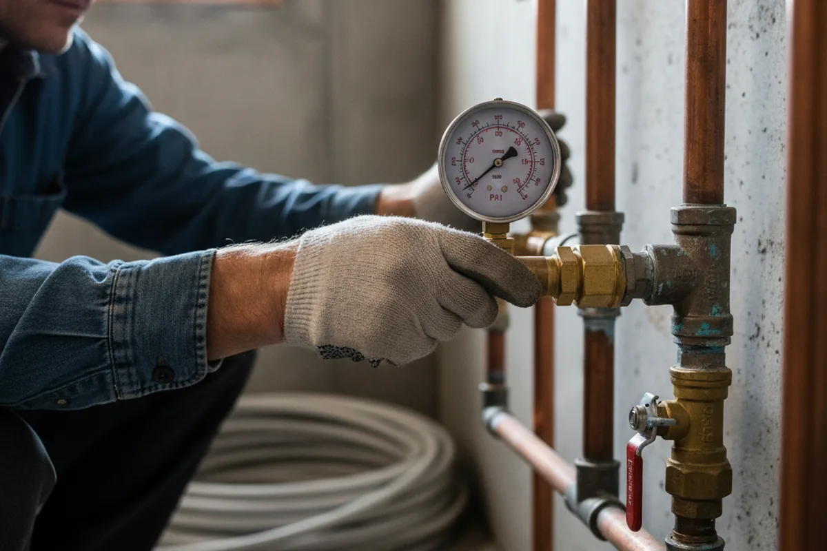 Pressure testing a repaired line during Water Line Repair in Orick
